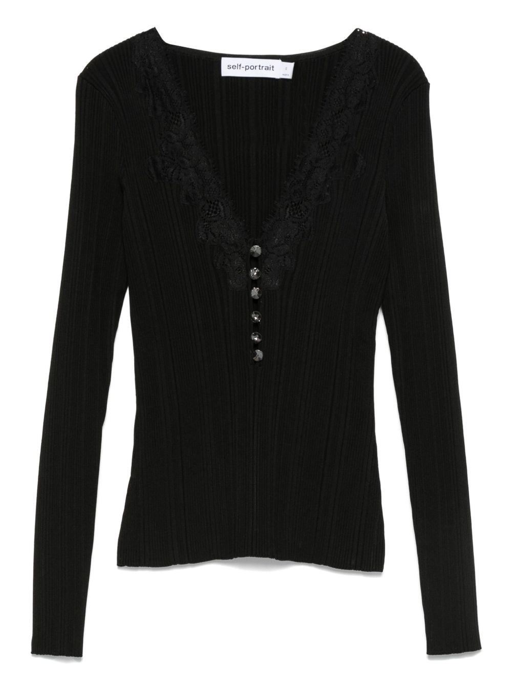 Self-portrait Self Portrait V-necked Sweater In Black