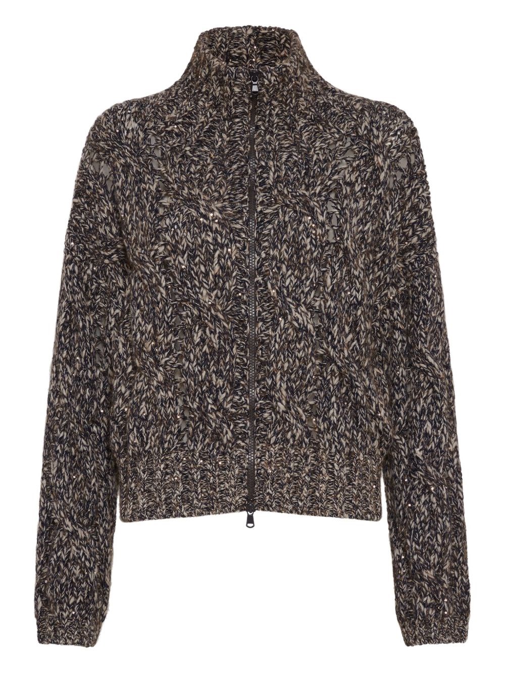 Brunello Cucinelli Wool Zipped Cardigan In Blue