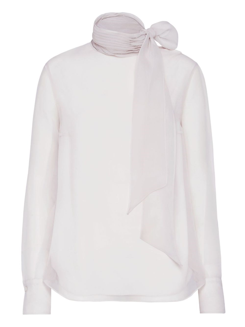 Brunello Cucinelli Silk Blouse With Diamond Cut Brass In White