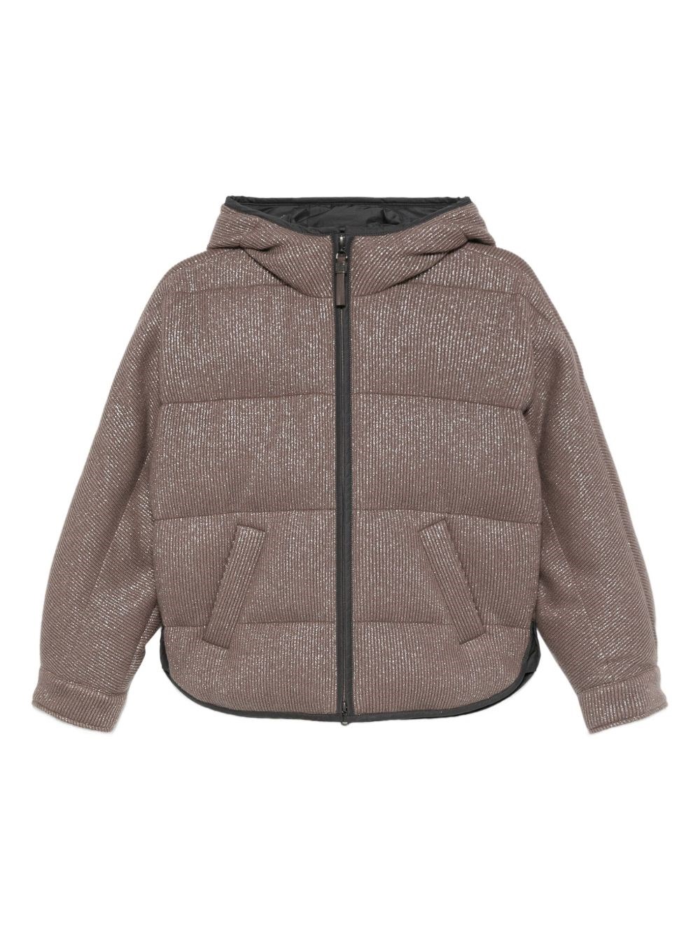 Brunello Cucinelli Long-sleeved Hooded Cotton Coat In Brown