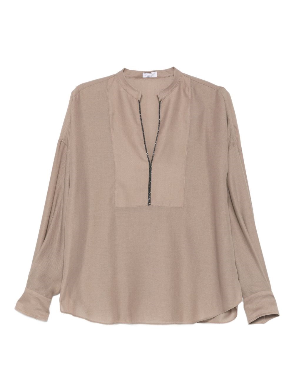 Brunello Cucinelli Relaxed Fit Blouse V Neck Detail In Neutral