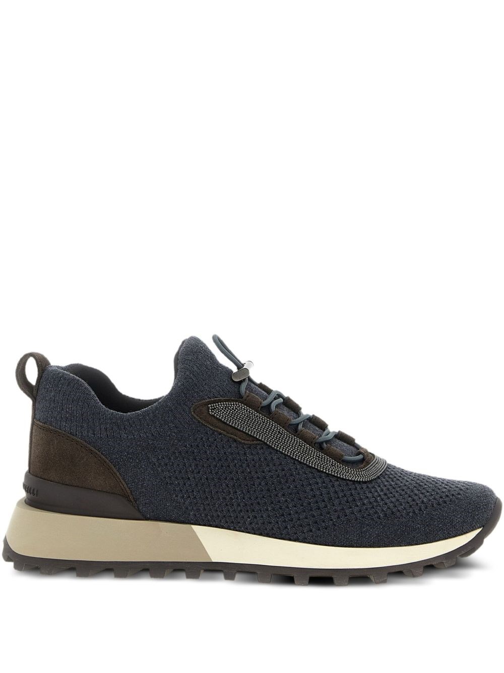 Brunello Cucinelli Women Runners In Techno Fabric And Calfskin With Precious Trim In Black