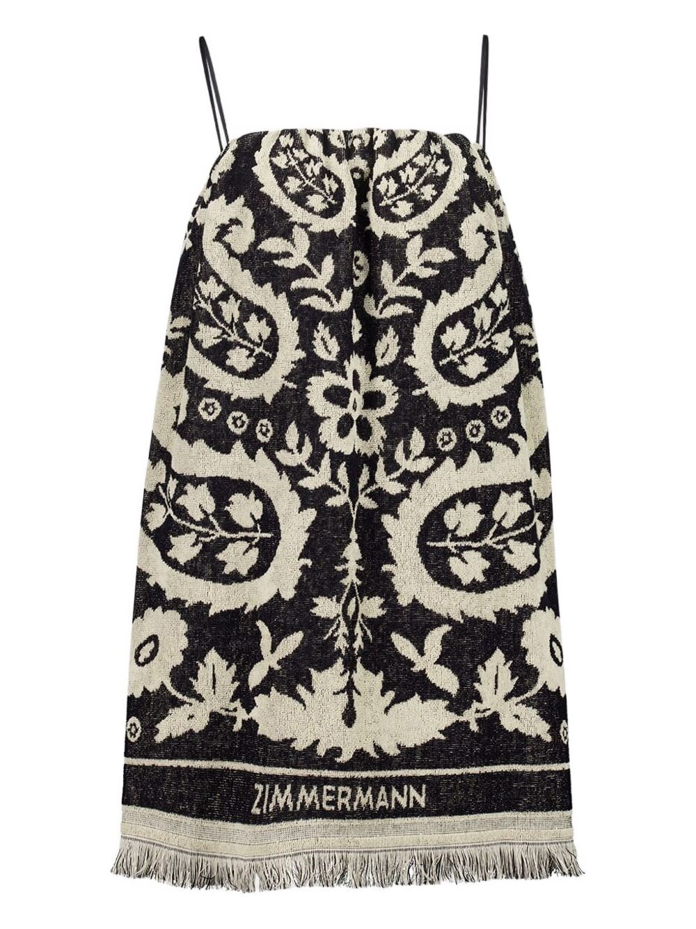 Zimmermann Rhiannon Printed Mini Dress In Black