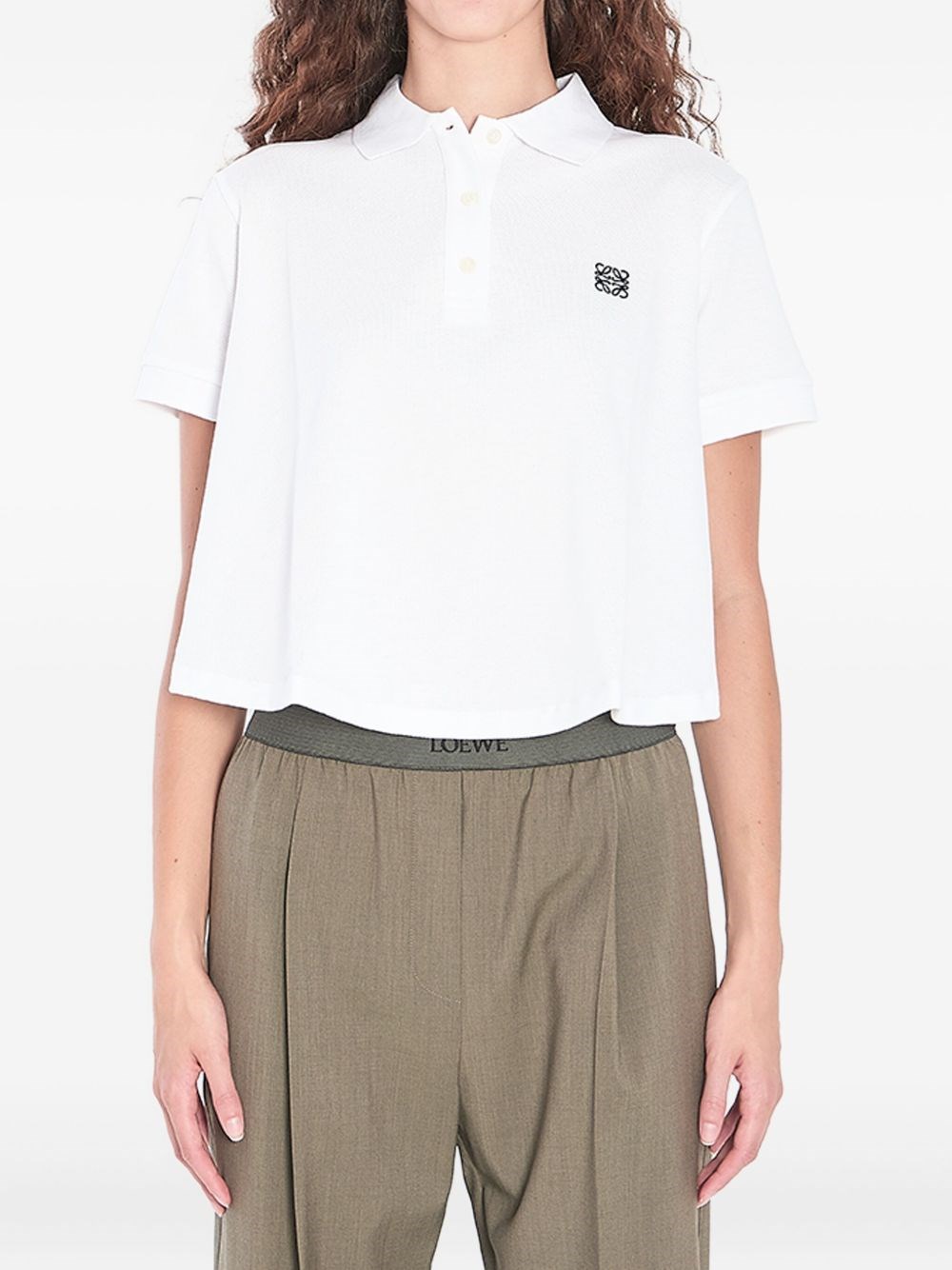 Loewe Women Cotton Trapeze Polo Shirt In White