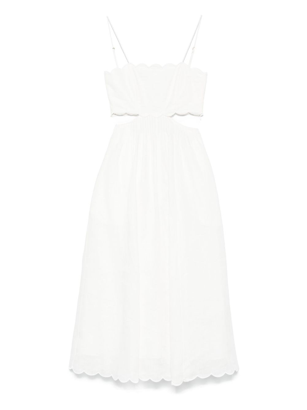 Zimmermann Rhiannon Linen Midi Dress In White