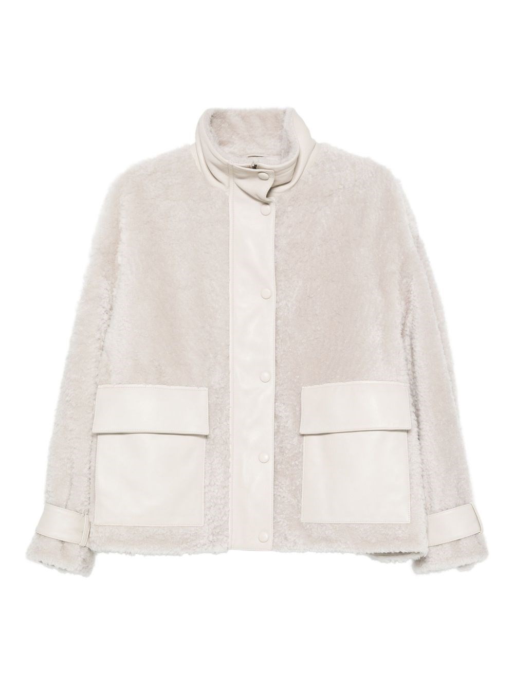 Emporio Armani Shearling Leather Jacket In White