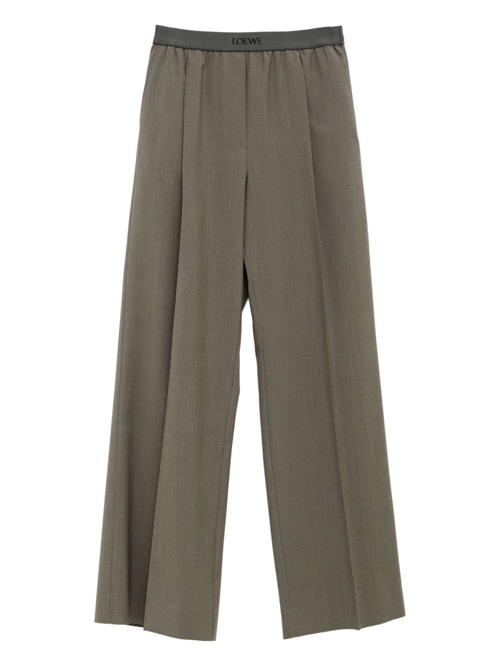 Loewe Khaki Wool Trousers Women In Green