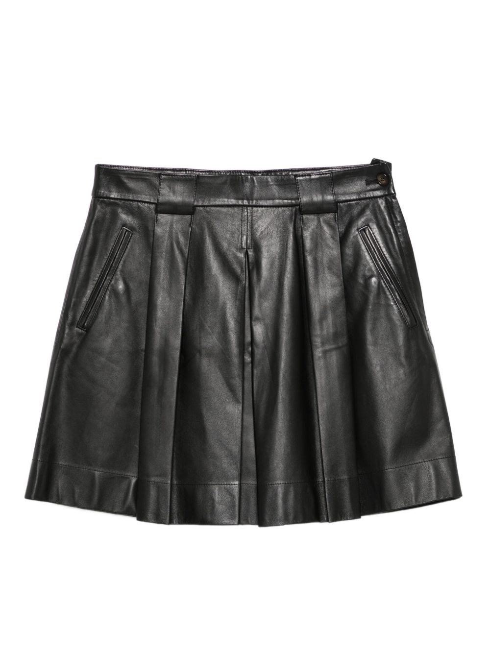 Emporio Armani Stylish Leather Skirt With Pleats And Pockets In Multi