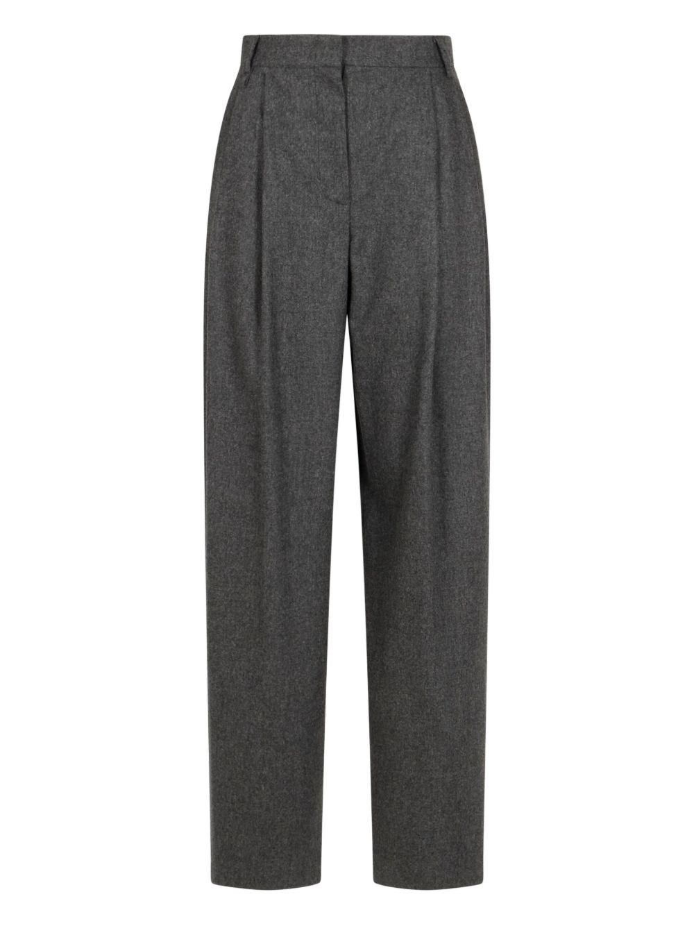 Emporio Armani Icon Wool Flannel Trousers With Pleats In Gray