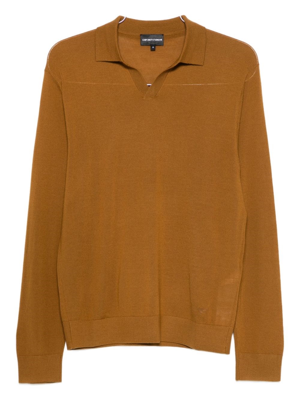 Emporio Armani Virgin Wool Sweater With Polo Collar In Orange