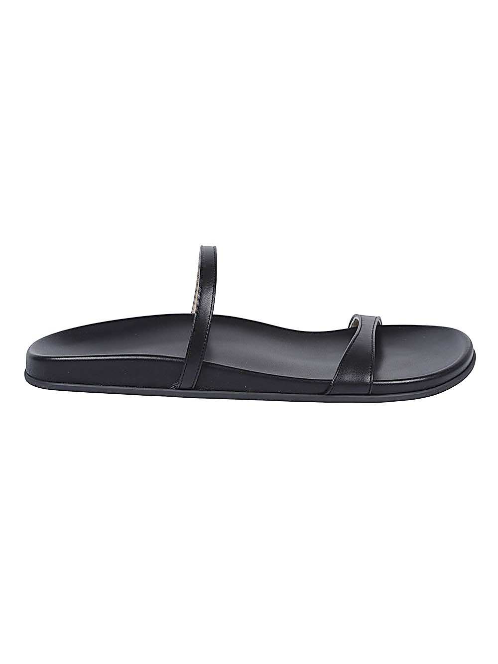 The Row Hugh Leather Sandals In Black