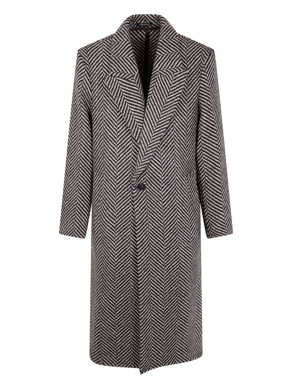 Emporio Armani Double Breasted Midi Coat In Brown