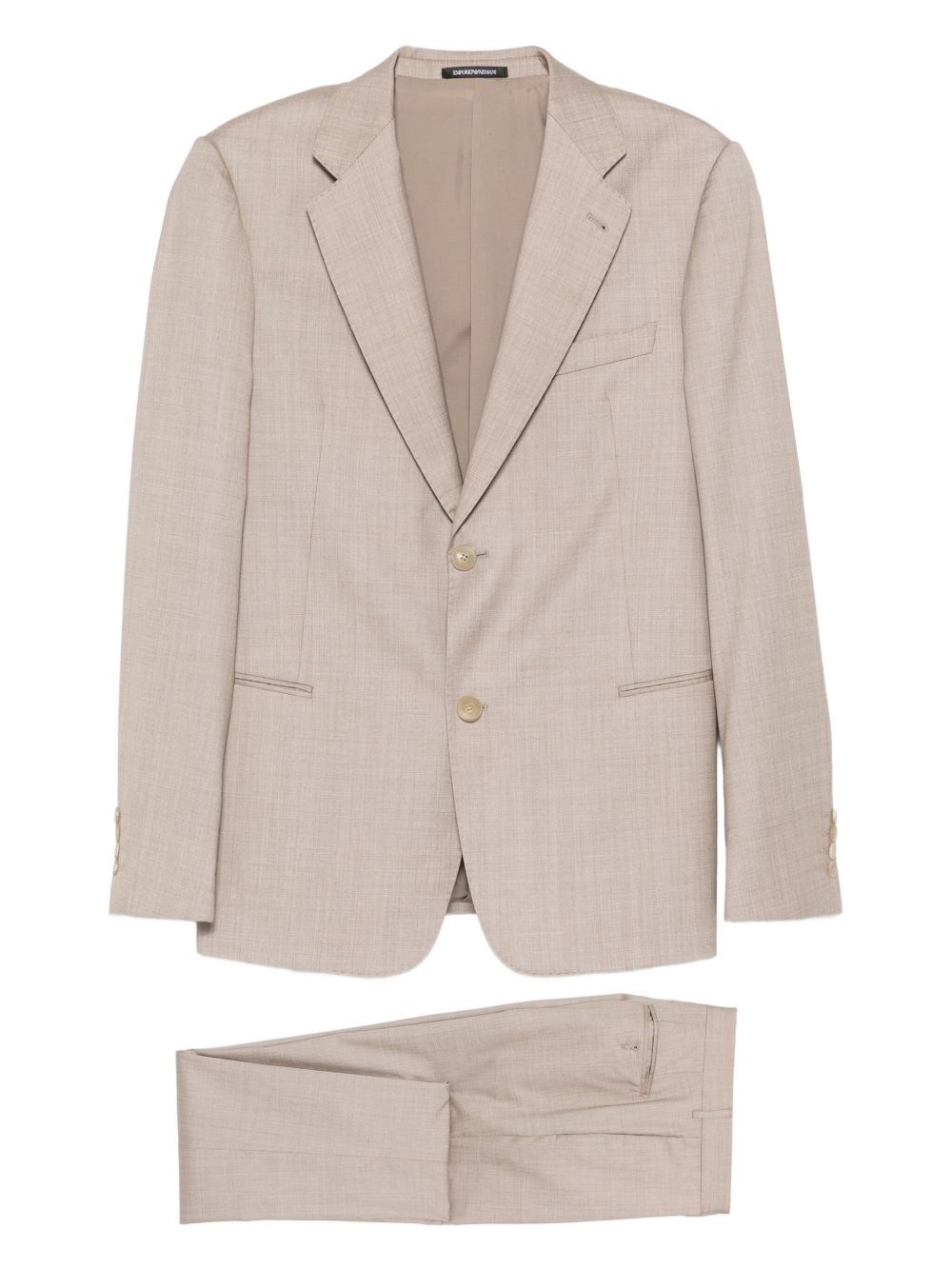Emporio Armani Tailored Single-breasted Suit Featuring Pockets In Neutral