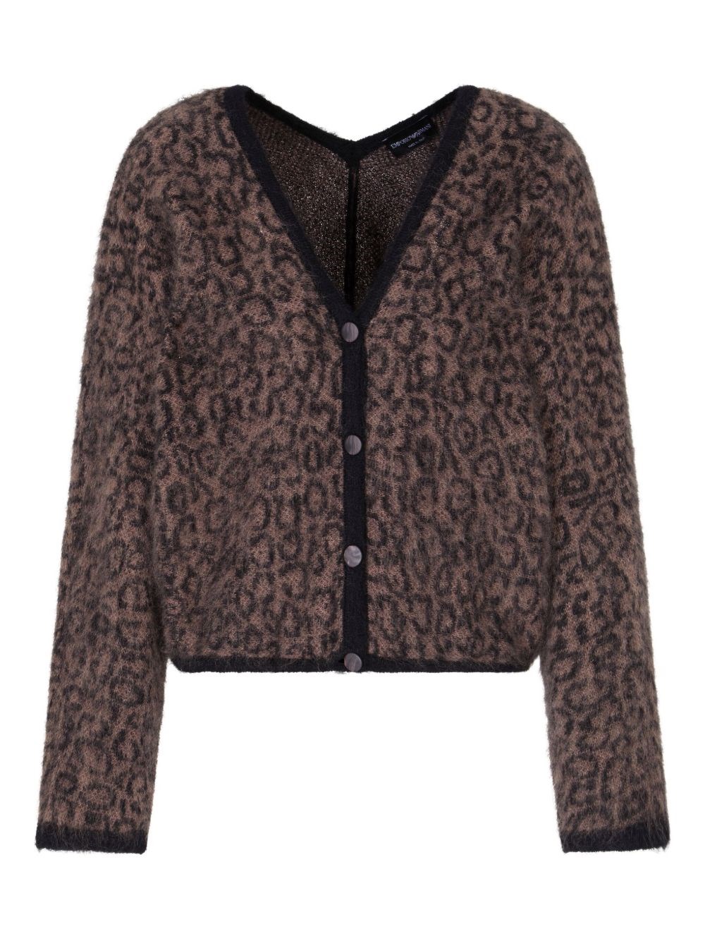Emporio Armani Wool Blend Cardigan In Black