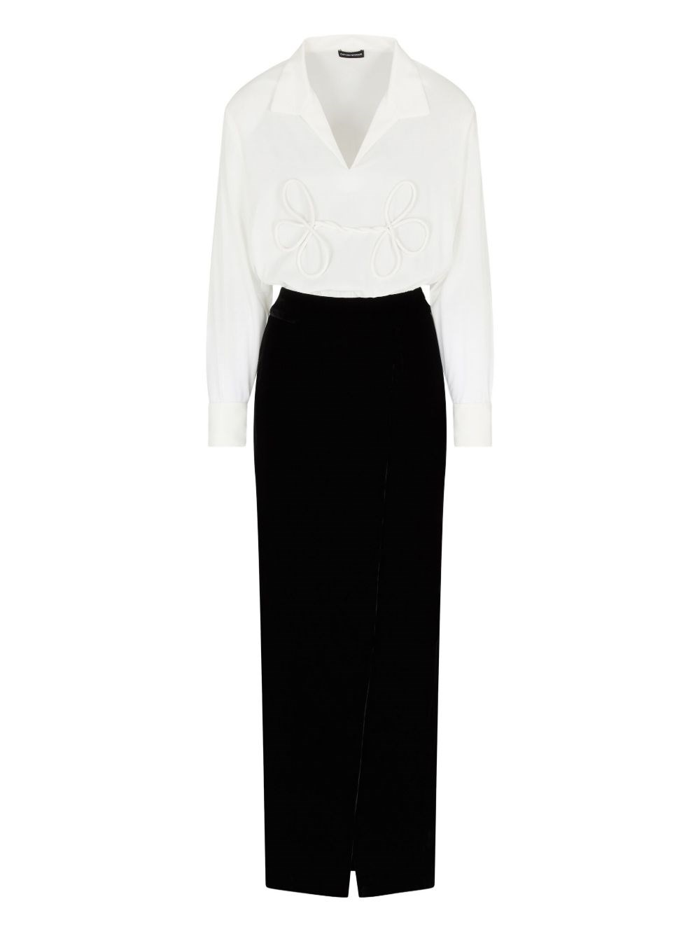 Emporio Armani Bicolor Long Dress In Black