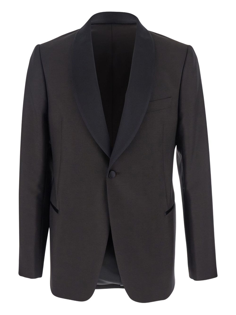 Emporio Armani Brown Single-breasted Jacket With Shawl Revers In Wool Blend Man In Brown