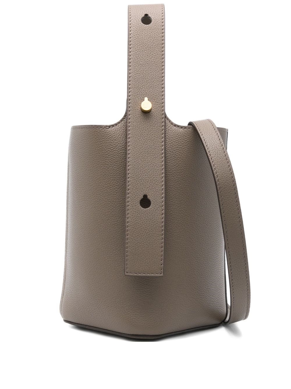 Loewe Mini Pebble Top-handle Leather Bucket Bag In Gray