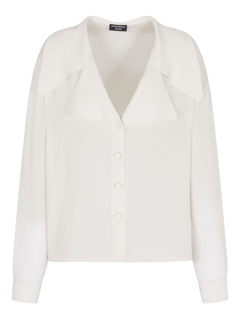 Emporio Armani Silk Shirt With Long Sleeves And Wide Collar In White