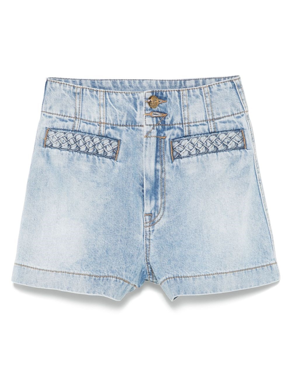Zimmermann Wylie High-rise Denim Shorts In Blue