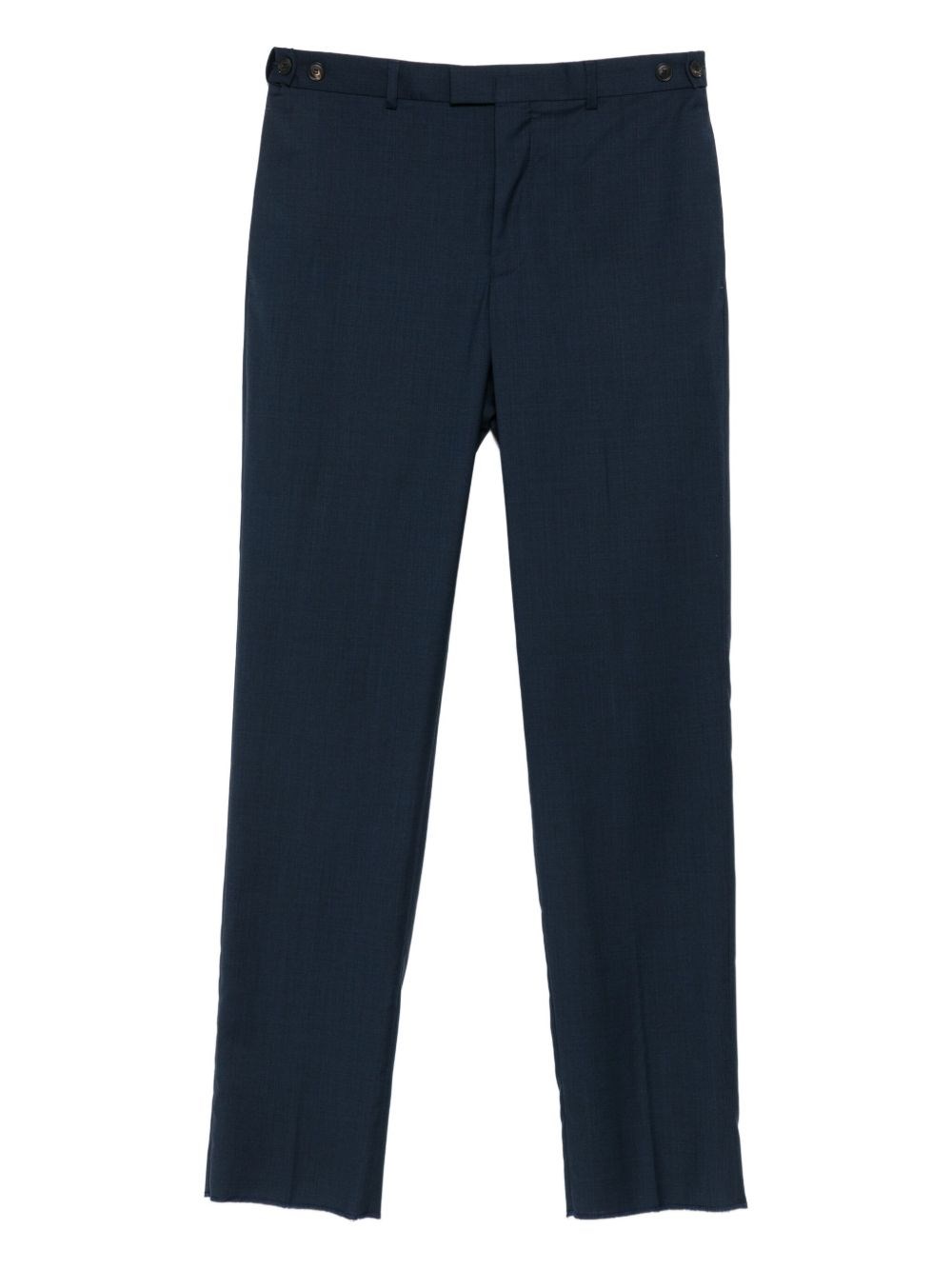 Emporio Armani Tailored Wool Trousers Featuring Adjustable Elements In Blue