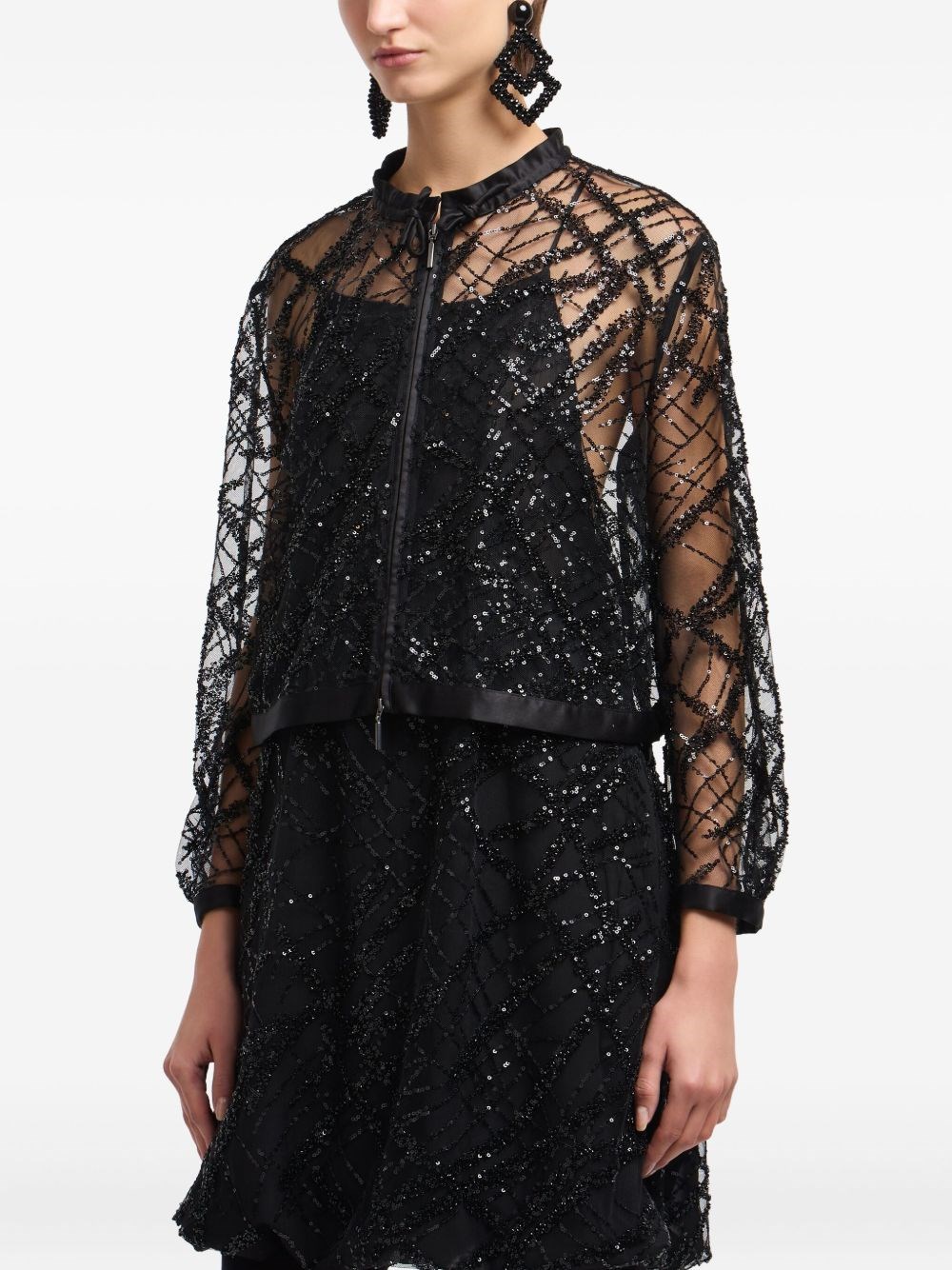 Emporio Armani Sequined Jacket In Black