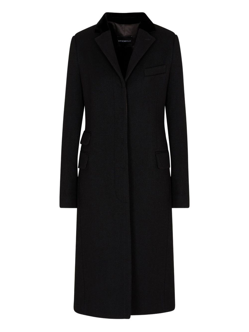 Emporio Armani Wool Single-breasted Coat In Black