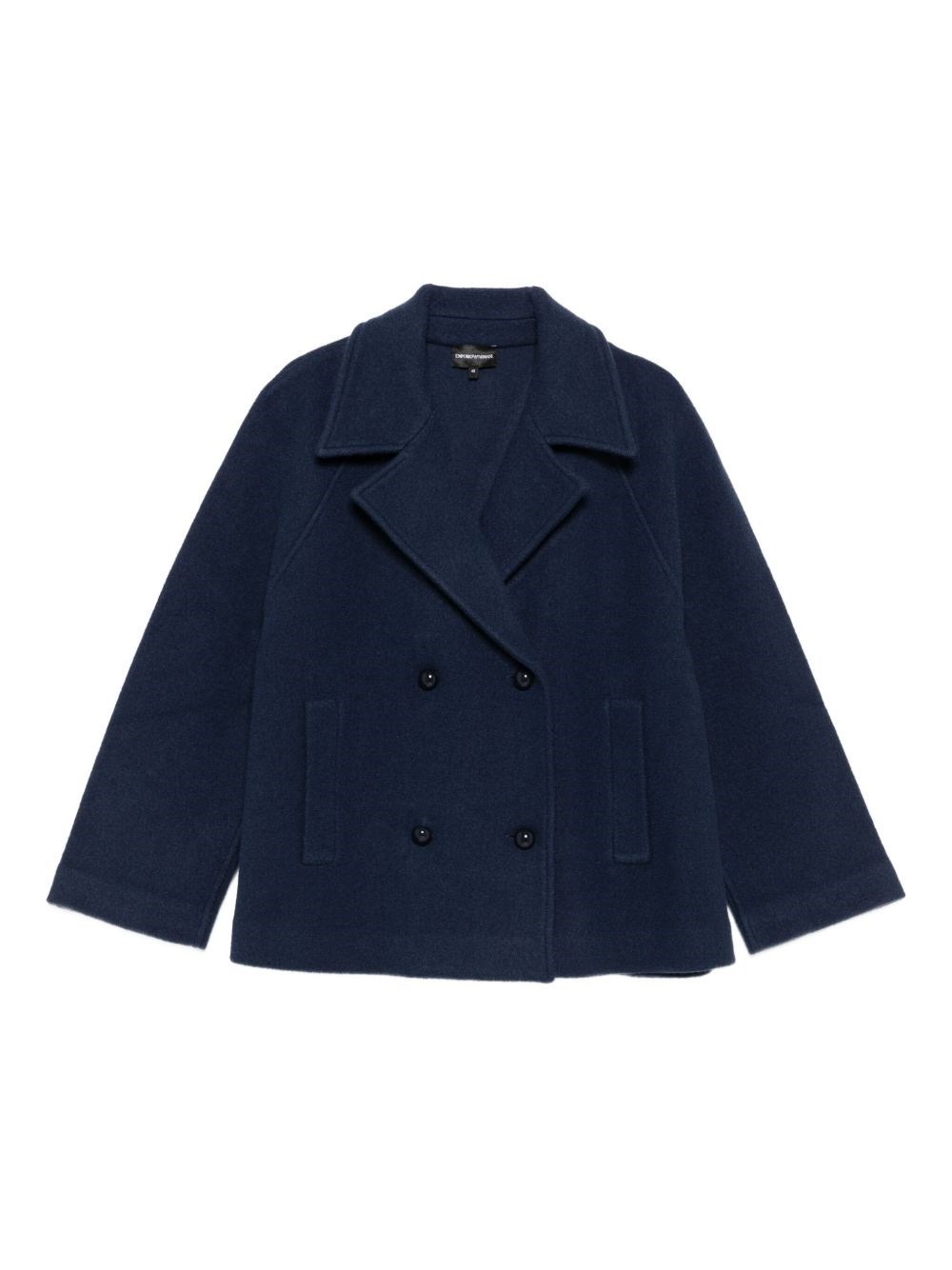Emporio Armani Double-breasted Wool Jacket In Blue