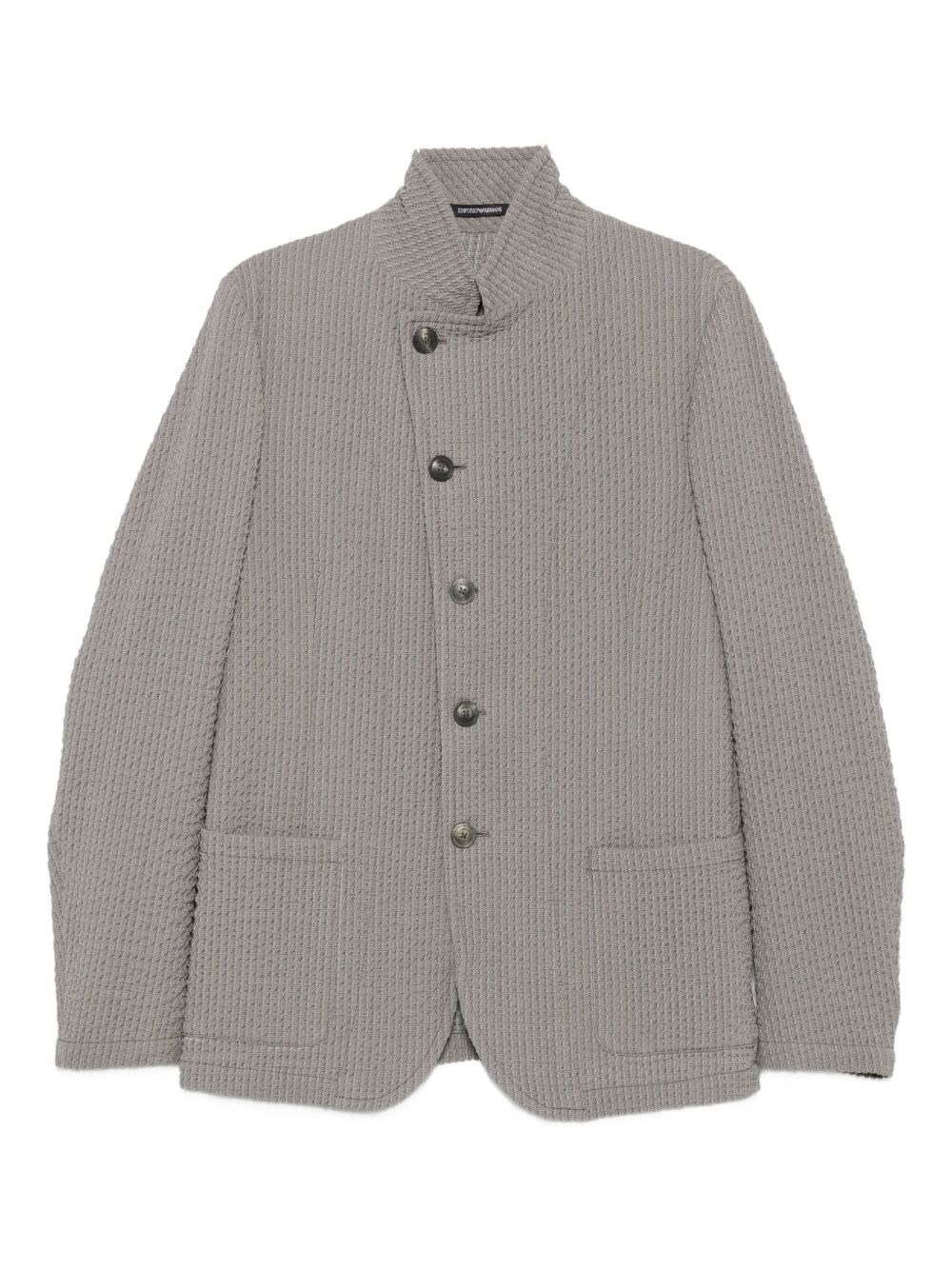 Emporio Armani Virgin Wool Blend Textured Fabric Jacket In Gray