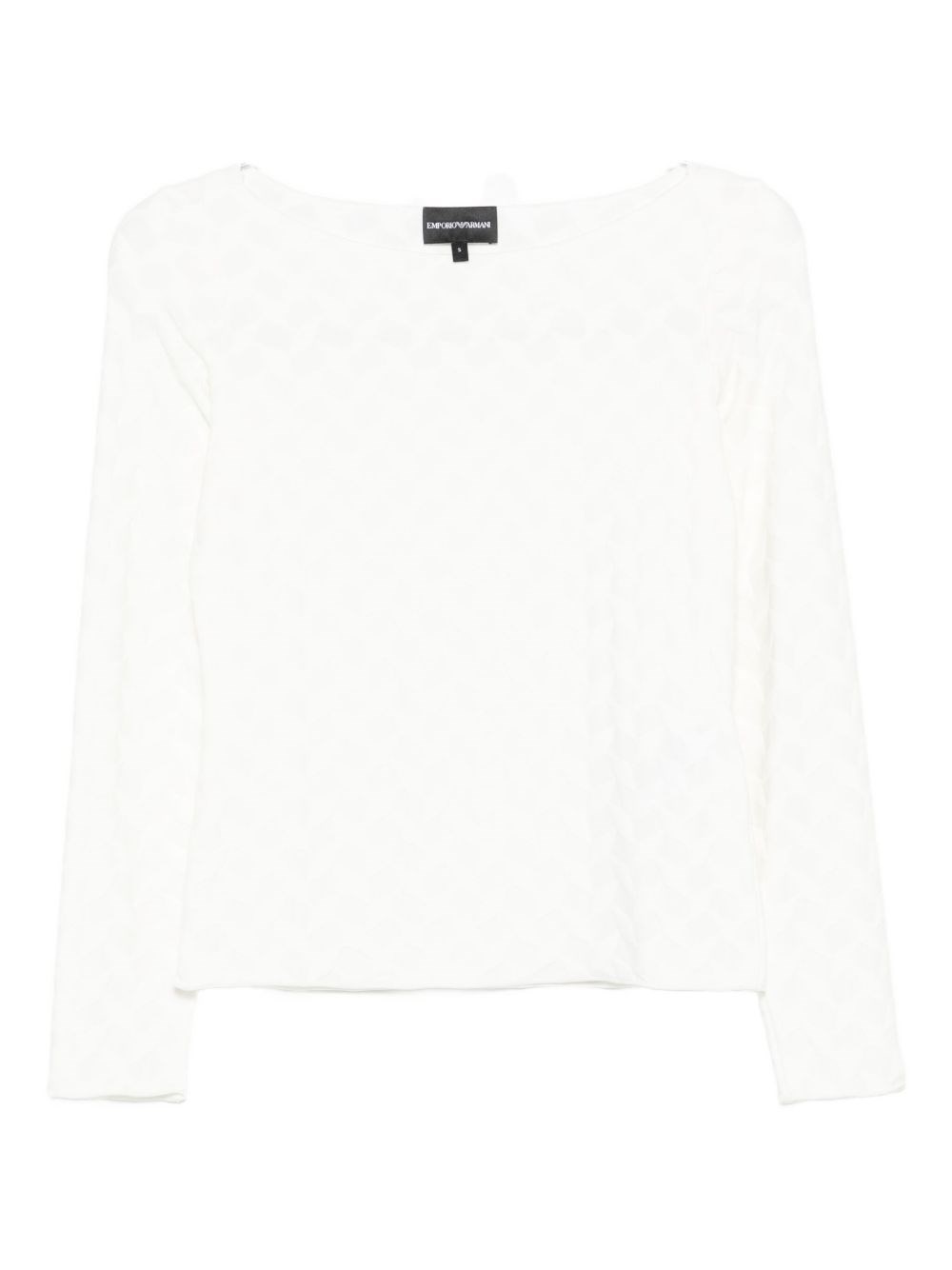 Emporio Armani Boat-neck Jumper Textured Fabric Long Sleeves In White