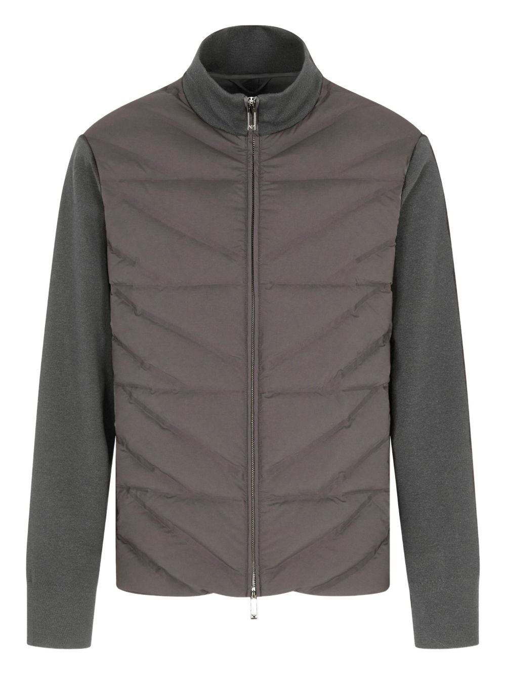 Emporio Armani Quilted Panelled Padded Jacket In Blue