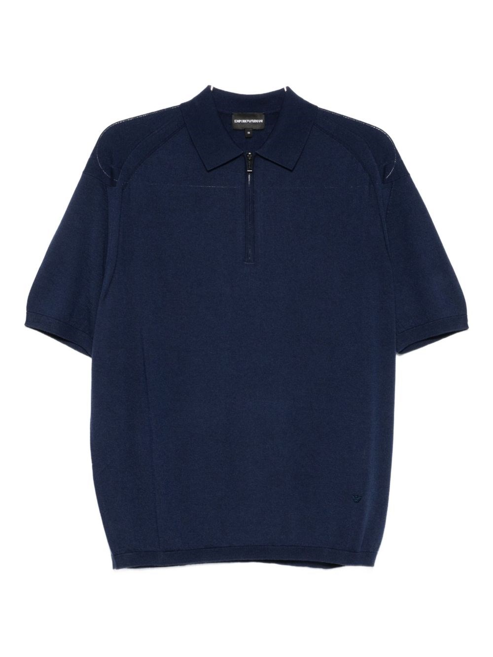 Emporio Armani Asv Plain-knit Jumper With Polo-shirt Collar, In A Wool And Lyocell Blend In Blue