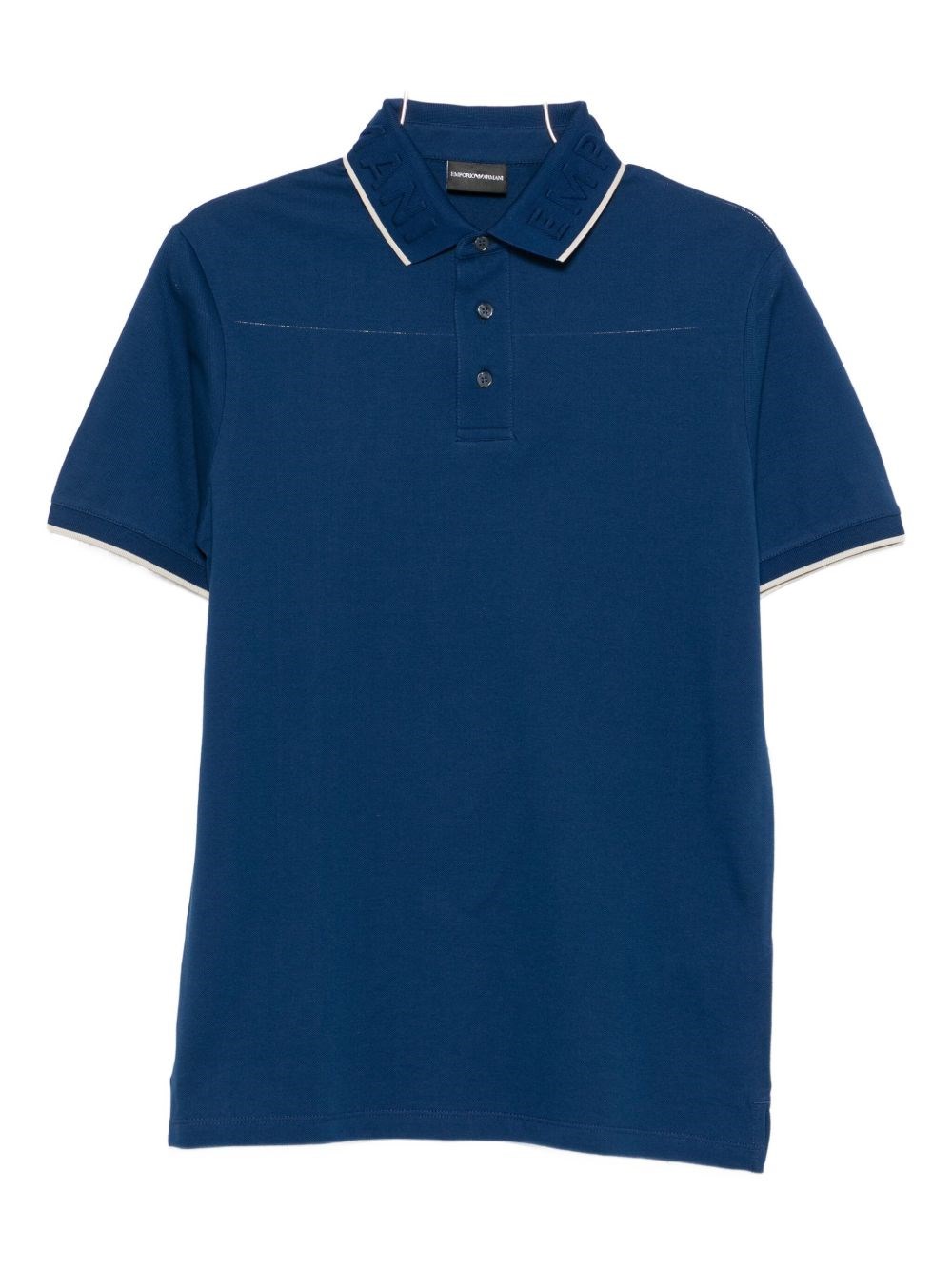 Emporio Armani Logo Cotton Polo Shirt In Blue