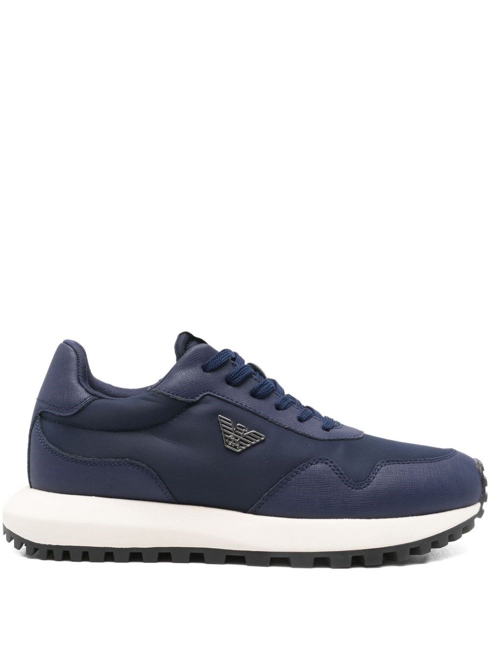 Emporio Armani Logo-plaque Trainers In Blue