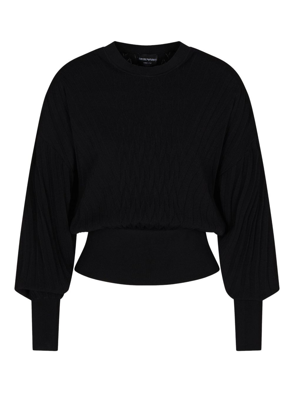 Emporio Armani Travel Essentials Capsule Collection Viscose-blend Jumper With An Embossed Motif In Black