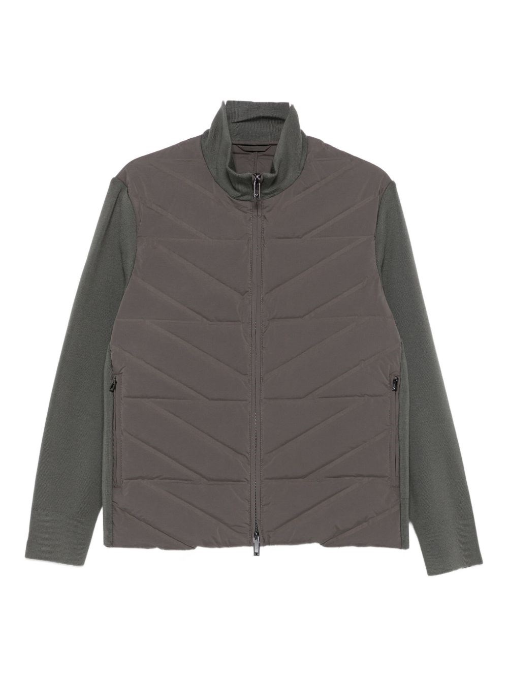 Emporio Armani Quilted Panelled Padded Jacket In Gray