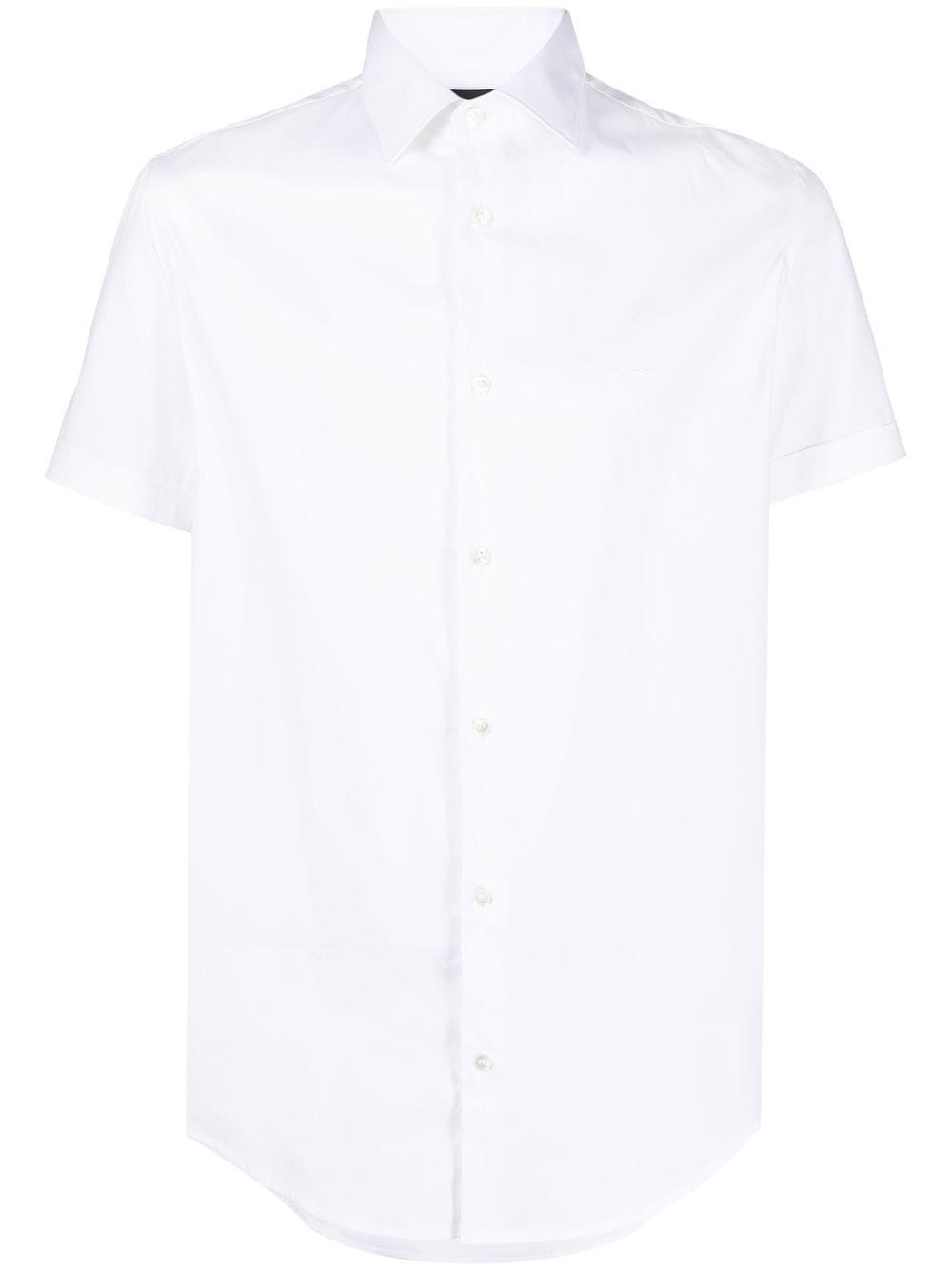 Emporio Armani Camicia Bianca In Jersey Misto Lyocell In White