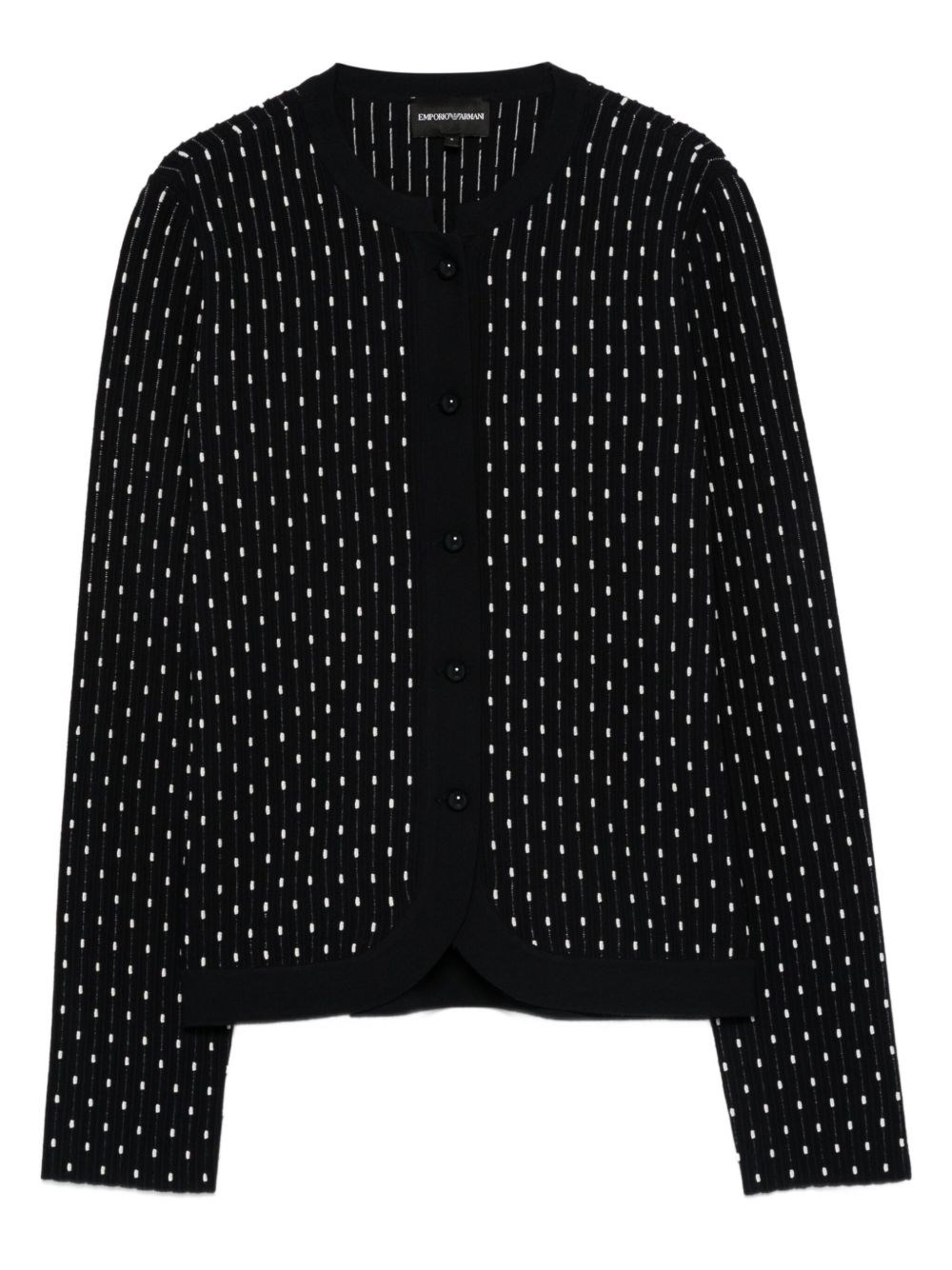 Emporio Armani Dotted Crewneck Cardigan In Black
