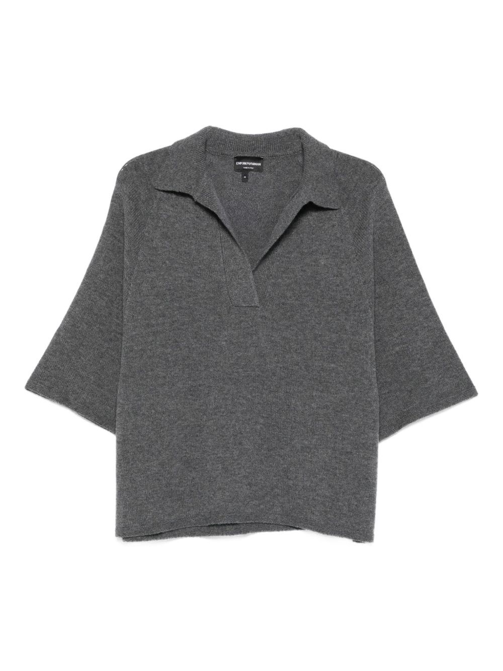 Emporio Armani Oversized Polo Shirt Half Sleeves In Gray