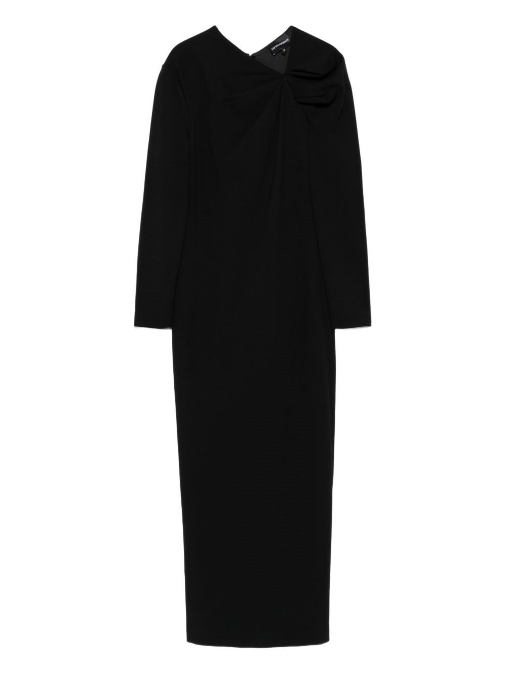 Emporio Armani Asymmetric Neckline Midi Length Dress In Black