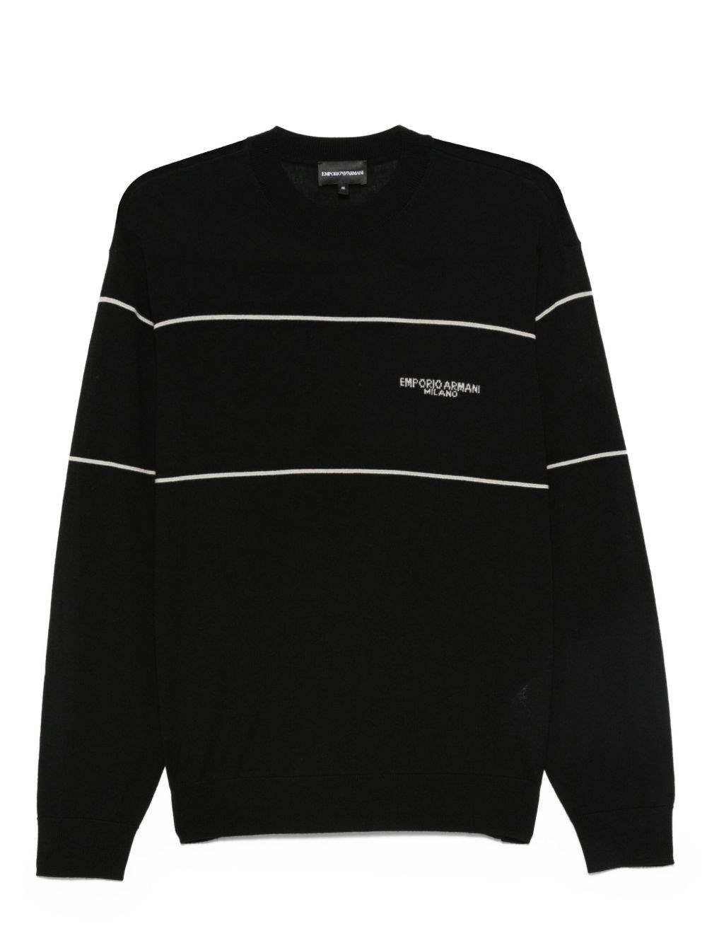 Emporio Armani Virgin-wool Jumper With Jacquard Logo In Black