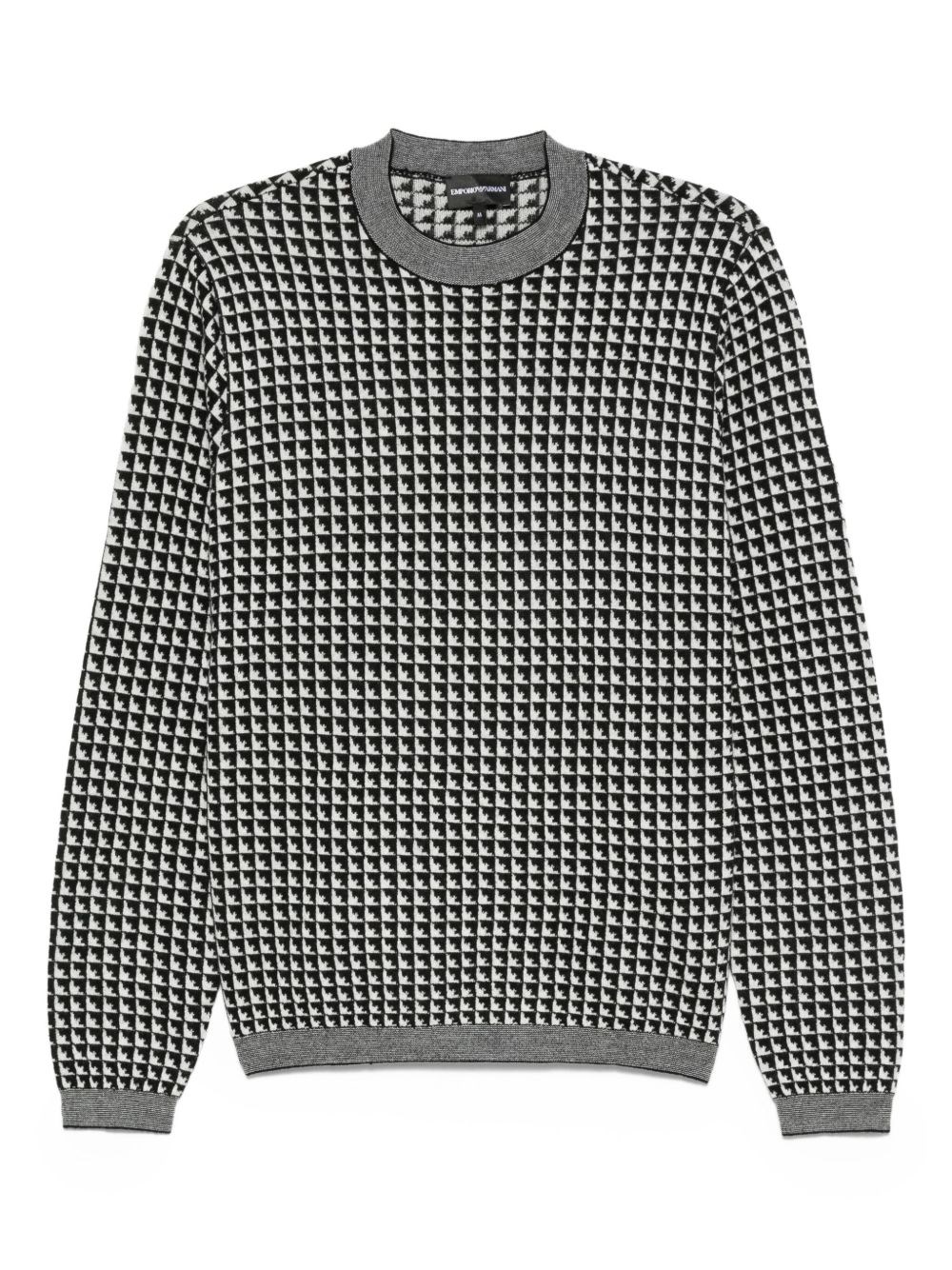 Emporio Armani Jumper Crewneck Wool Geometric Pattern In Black