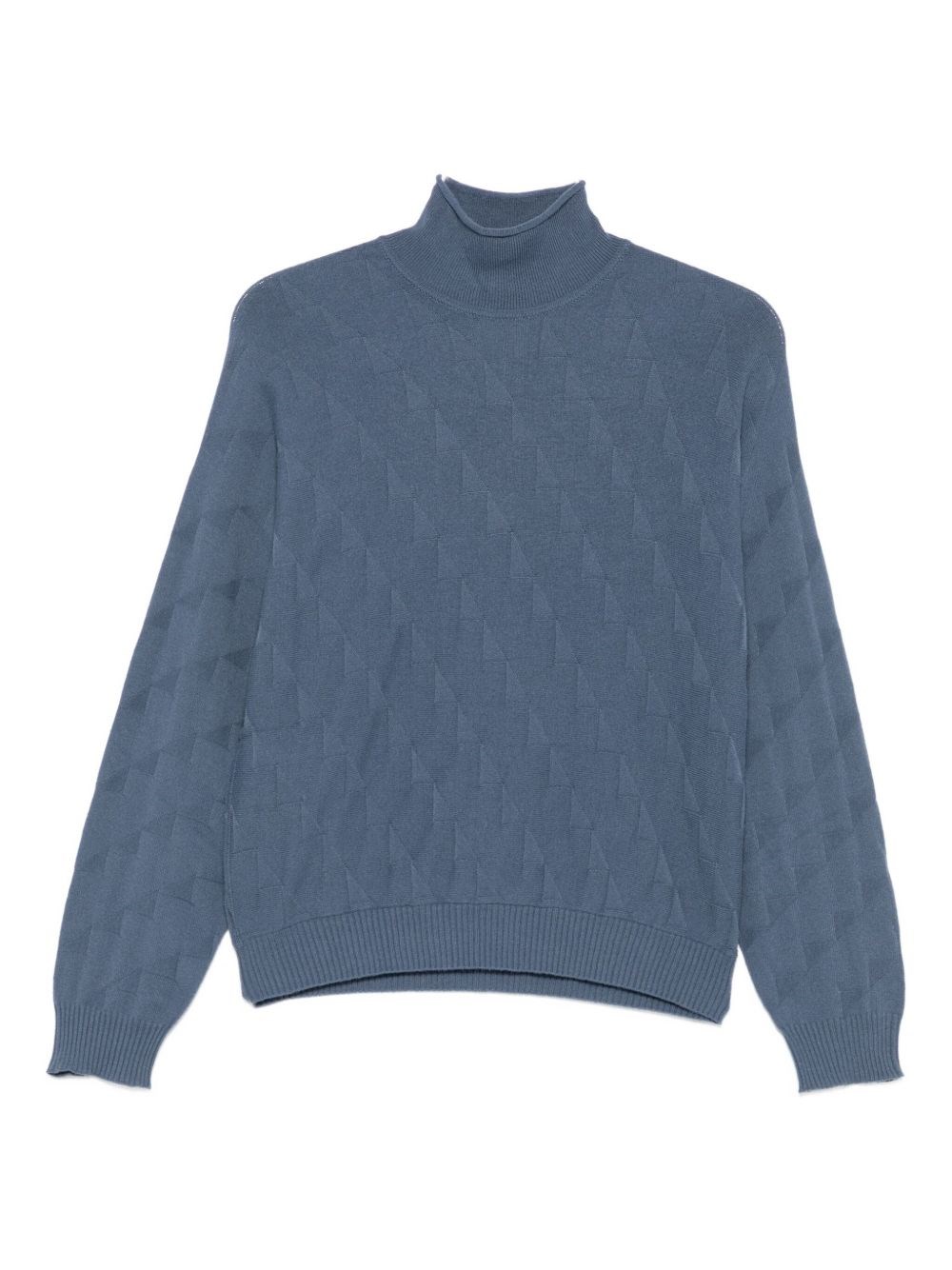 Emporio Armani Clear Blue Diamond Pattern Sweater In Blue