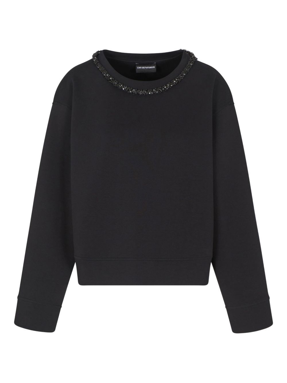 Emporio Armani Cotton Crewneck Sweatshirt In Black