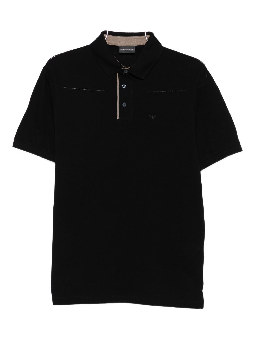 Emporio Armani Logo Cotton Polo Shirt In Black