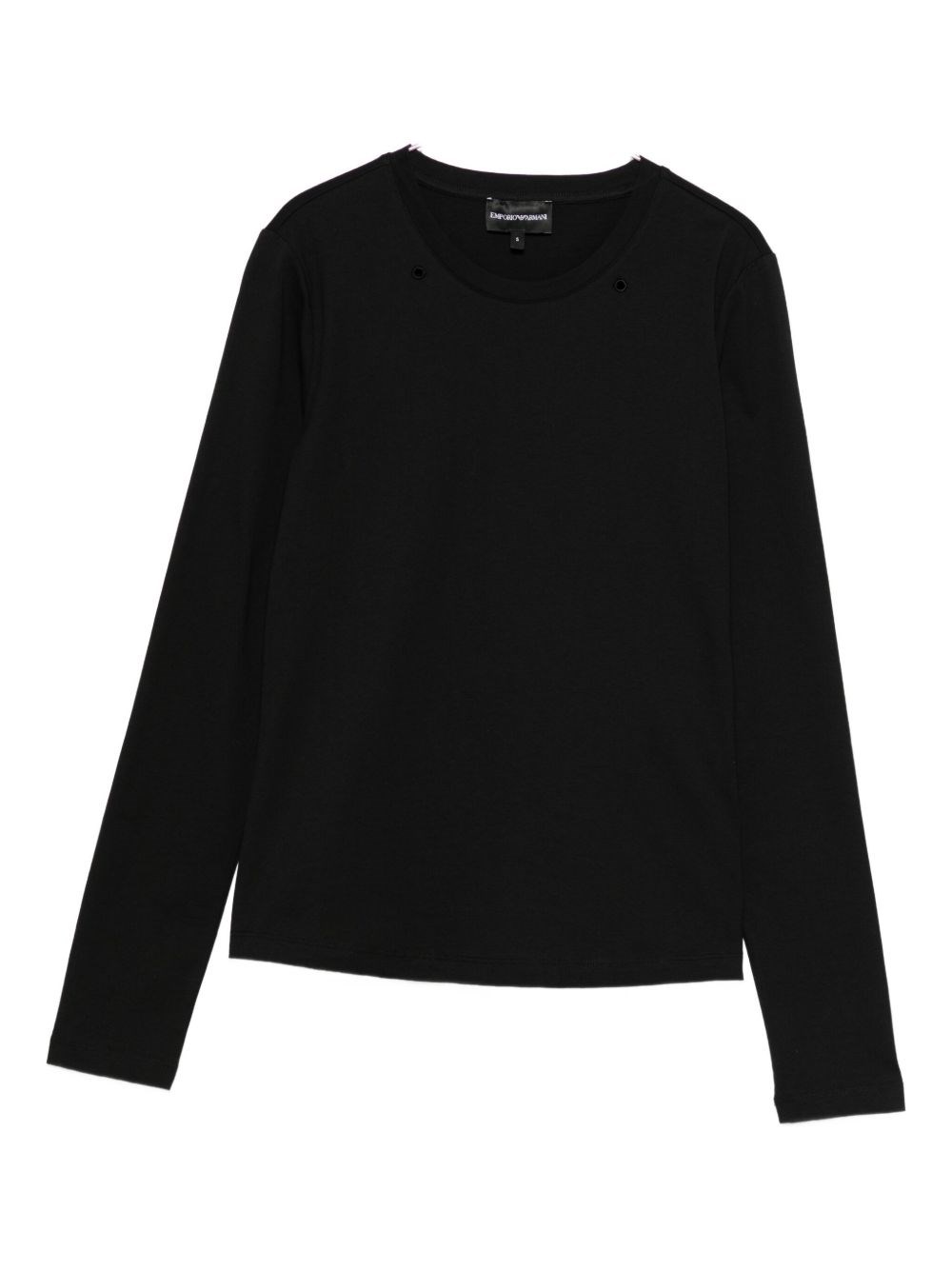 Emporio Armani Cotton T-shirt With Logo And Long Sleeves In Black