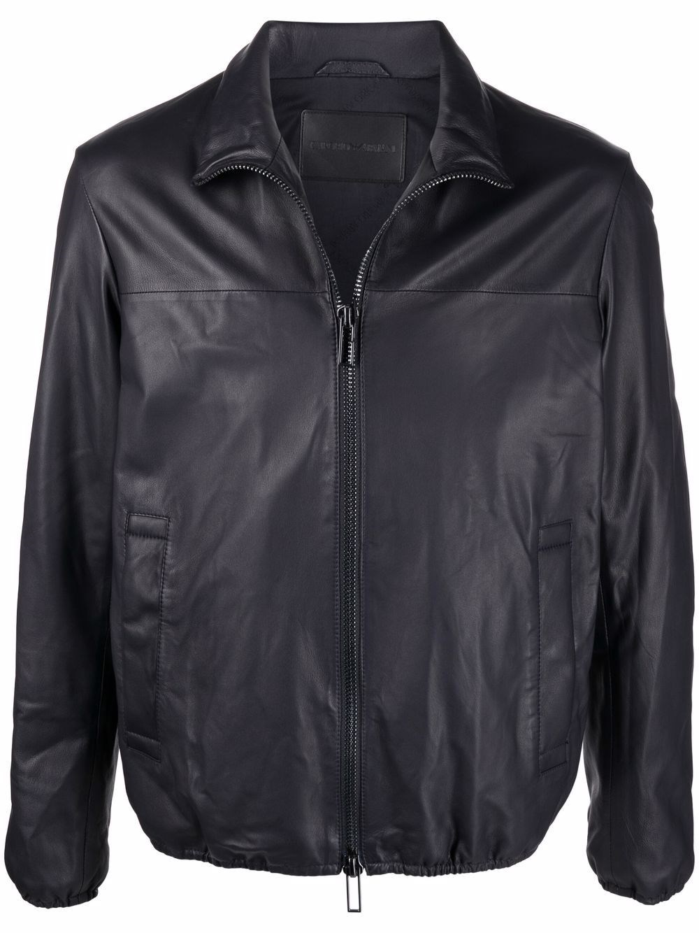 Leather Zipped Jacket - Emporio Armani - Modalova