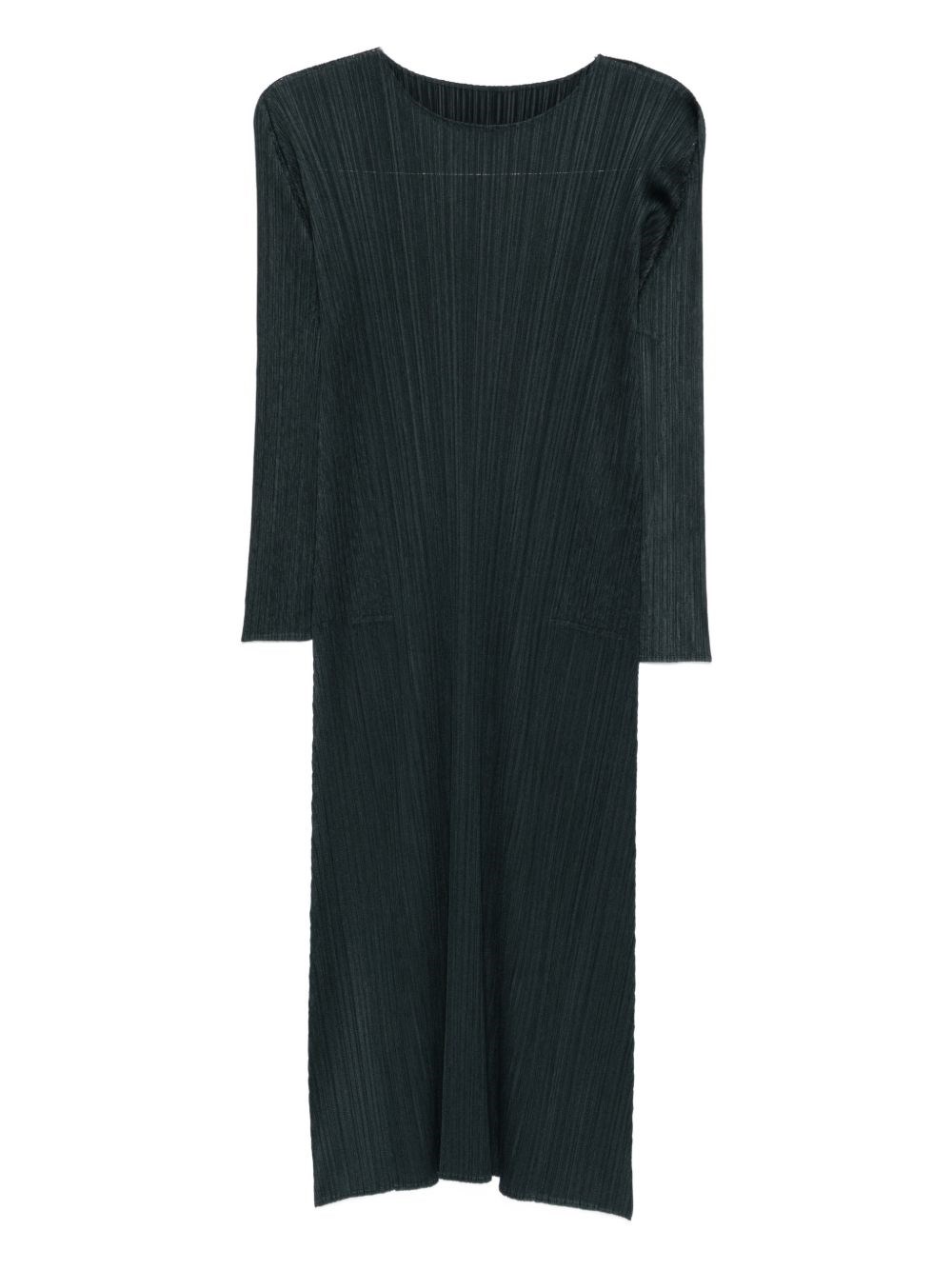Issey Miyake Pleated Midi Dress In Blue