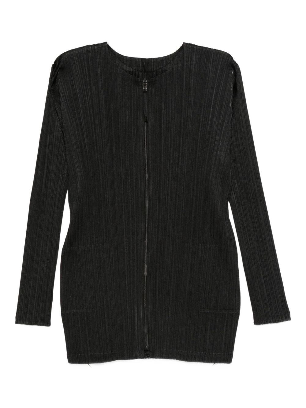 Issey Miyake Zip-up Cardigan In Black