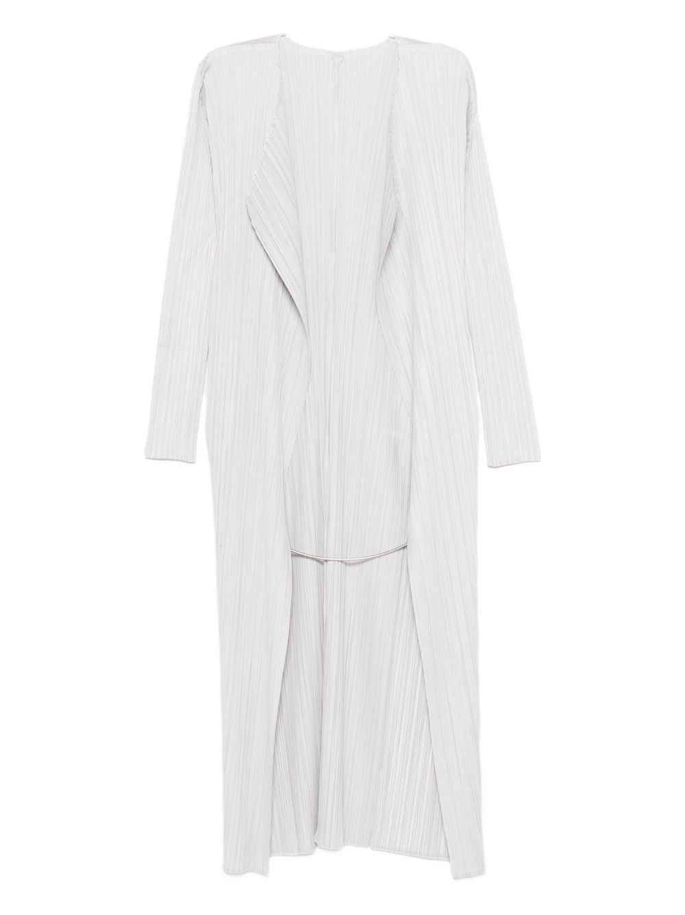 Issey Miyake Pleats Please  Pleated Long Cardigan In Gray