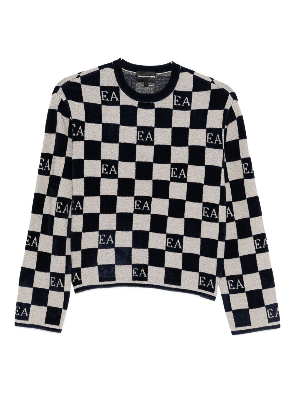 Emporio Armani Jacquard Chenille Jumper With Pattern In Multi